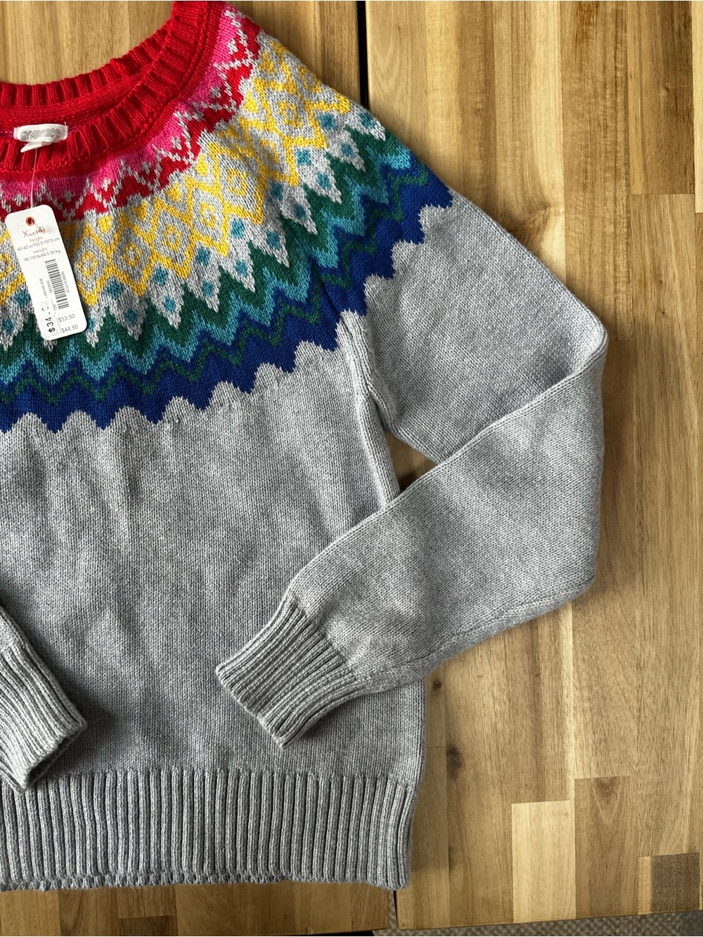Gymboree Gray Fair Isle Yoke Sweater with Red, Yellow, Green, Blue Accents